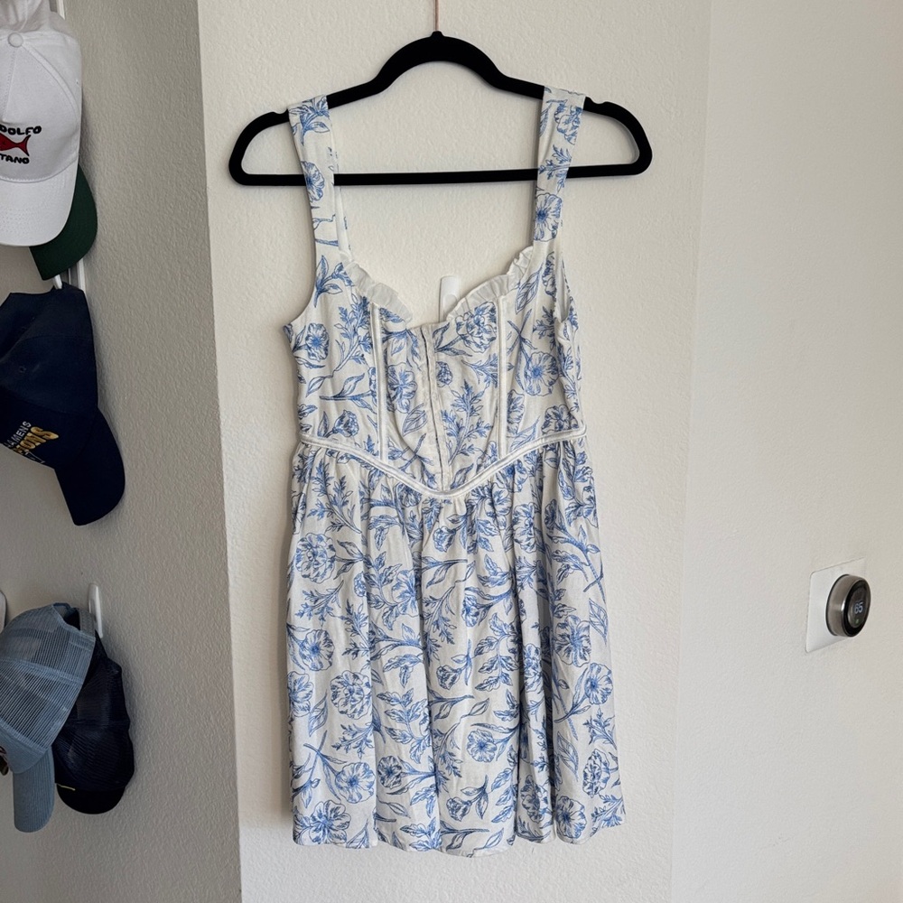 For Love And Lemons Blue and White Floral Dress